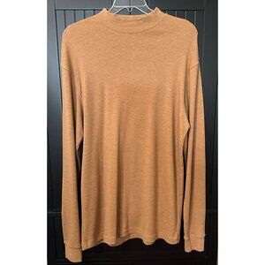 Croft & Barrow Shirt‎ Mens XLT Brown Mock Neck Long Sleeve 100% Cotton Casual